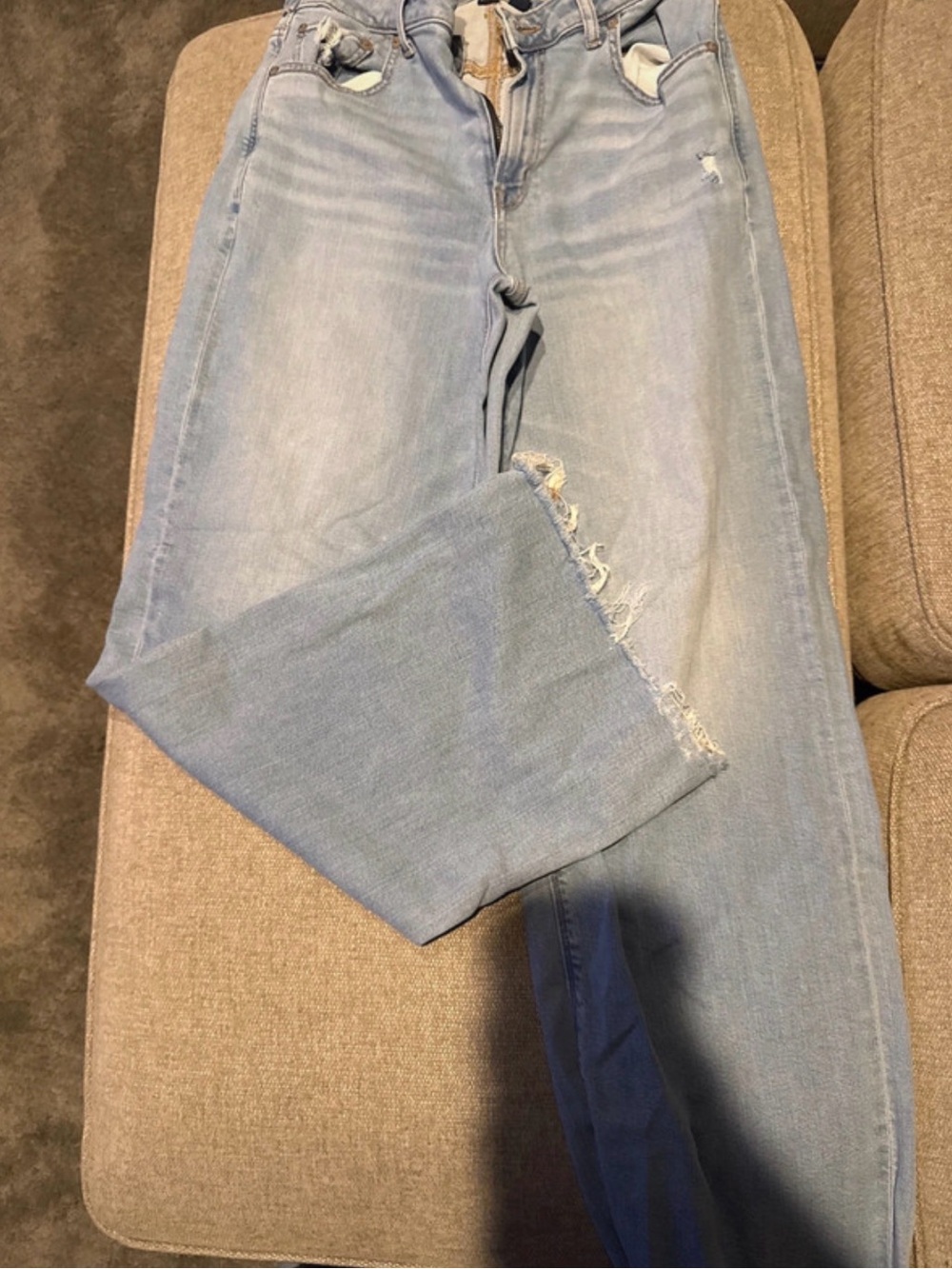 Light Wash Distressed Women’s Jeans - baggy wide leg